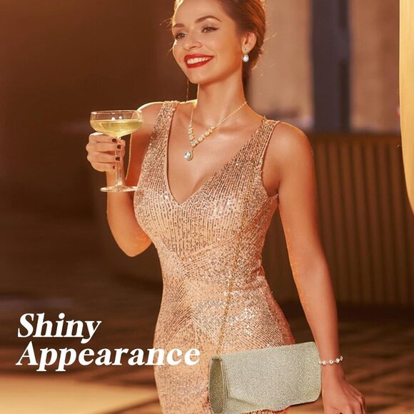 Radiant Gold Rhinestone Jewelry Set with Evening Clutch Purse - Gift Ready! - Picture 6 of 8